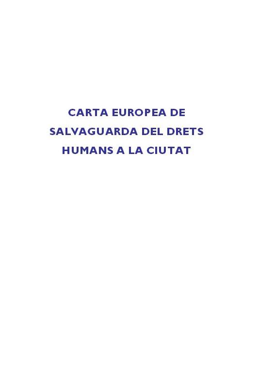 Carta Europea de Salvaguarda de Drets Humans a la Ciutat