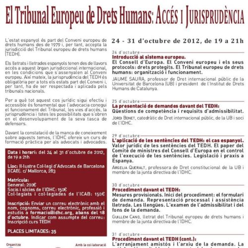 El Tribunal Europeu de Drets Humans: Accés i Jurisprudència