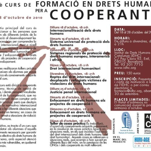 10è Curs de Formació en Drets Humans per a Cooperants