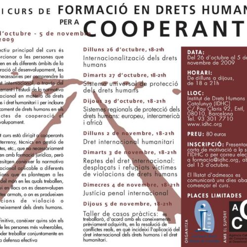 8è Curs de Formació en Drets Humans per a Cooperants
