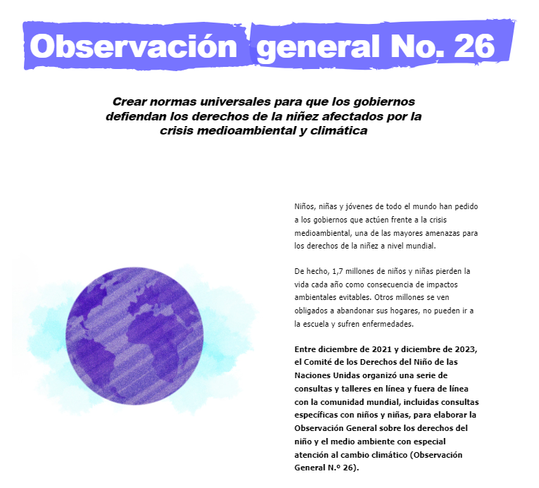 El Comitè dels Drets de la Infància de les Nacions Unides publica l’Observació General Núm. 26 sobre els drets de la infantesa i el medi ambient, amb especial atenció al canvi climàtic