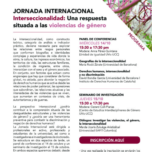 [Jornada internacional] INTERSECCIONALITAT: Una respuesta situada a las violencias de género