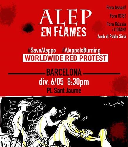 Alepo en llamas. Protesta en rojo por todo el mundo. Vigilia silenciosa