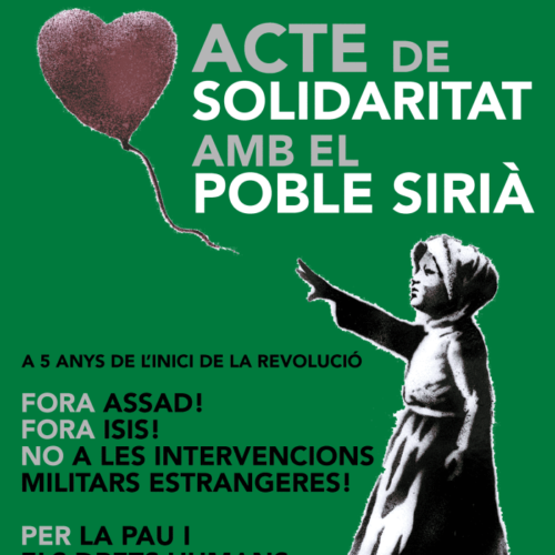 Una red de entidades catalanas convoca un acto de solidaritat con el pueblo sirio el domigno 13 de marzo