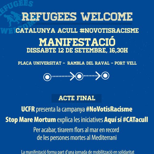 Manifestació Refugees welcome – Catalunya acull #NoVotisRacisme”